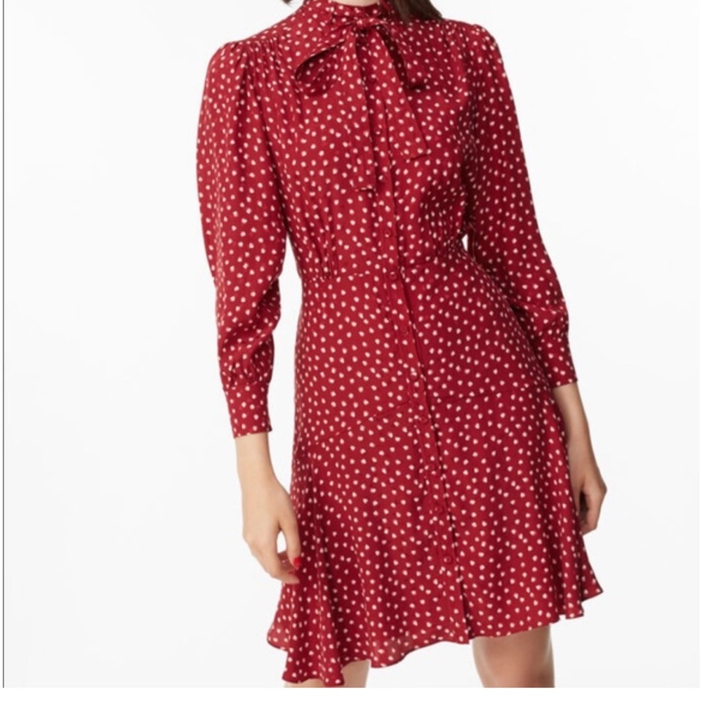 Rebecca Taylor Silk Blurry Heart Red Button Up Dress size 0